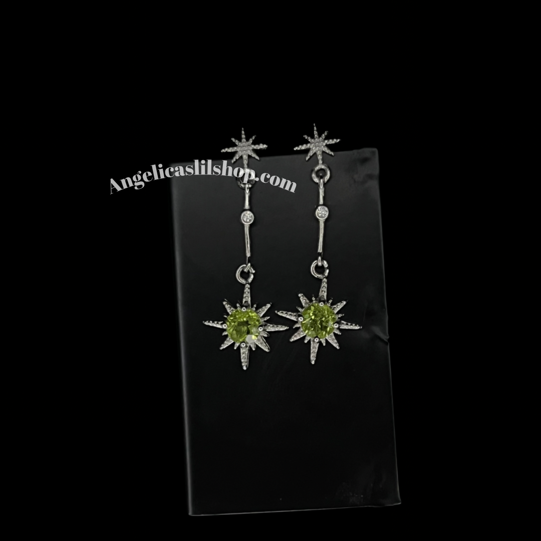 Pendiente de peridoto S925 con forma de estrella