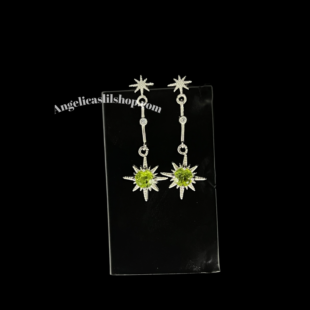 Pendiente de peridoto S925 con forma de estrella