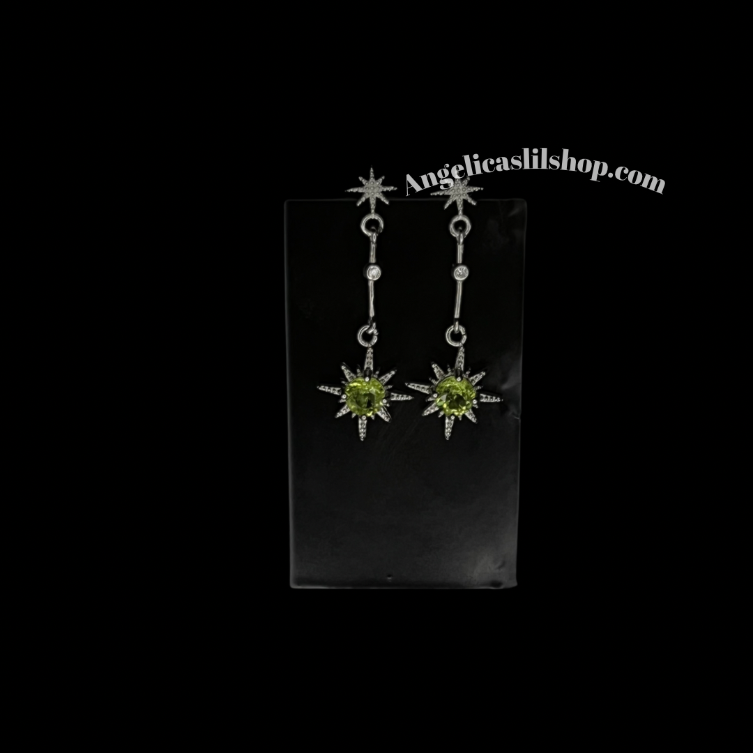 Pendiente de peridoto S925 con forma de estrella