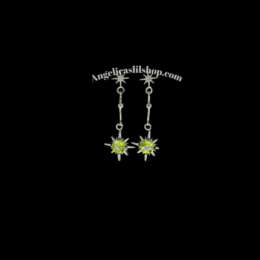 S925 Peridot Starburst Earring