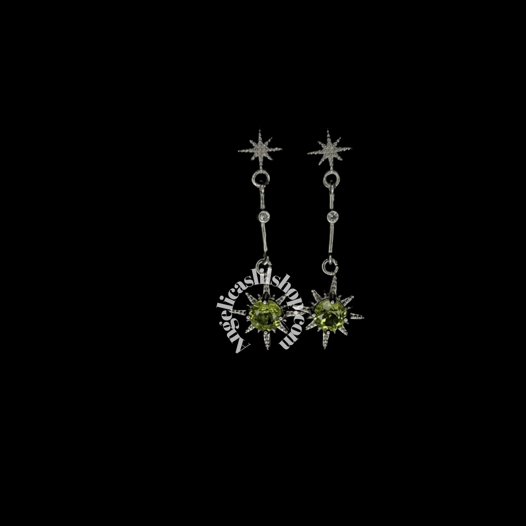 Pendiente de peridoto S925 con forma de estrella