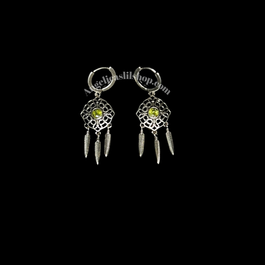 S925 Peridot dreamcatcher earring