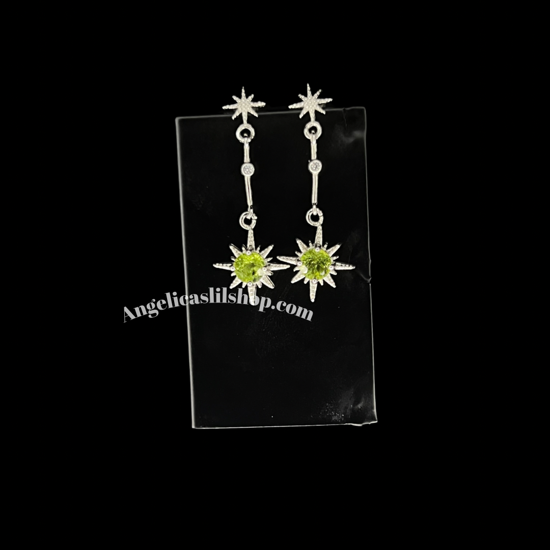 Pendiente de peridoto S925 con forma de estrella