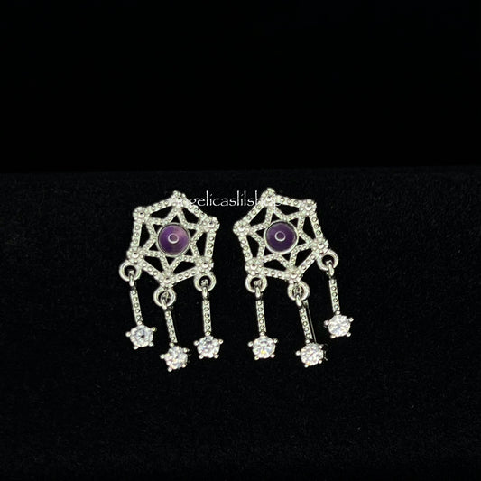 S925 Amethyst dreamcatcher earring