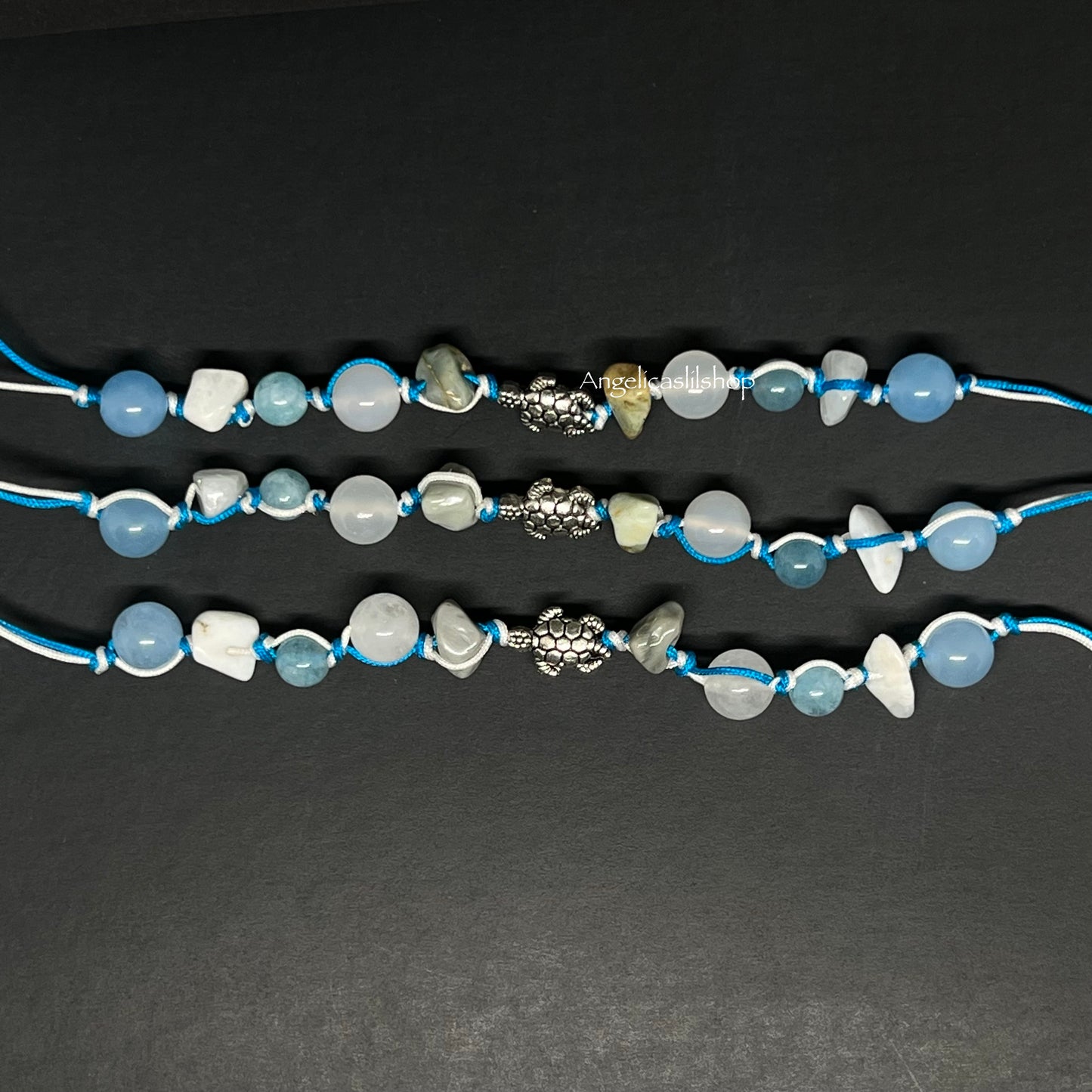 Adjustable Blue Turtle Bracelet