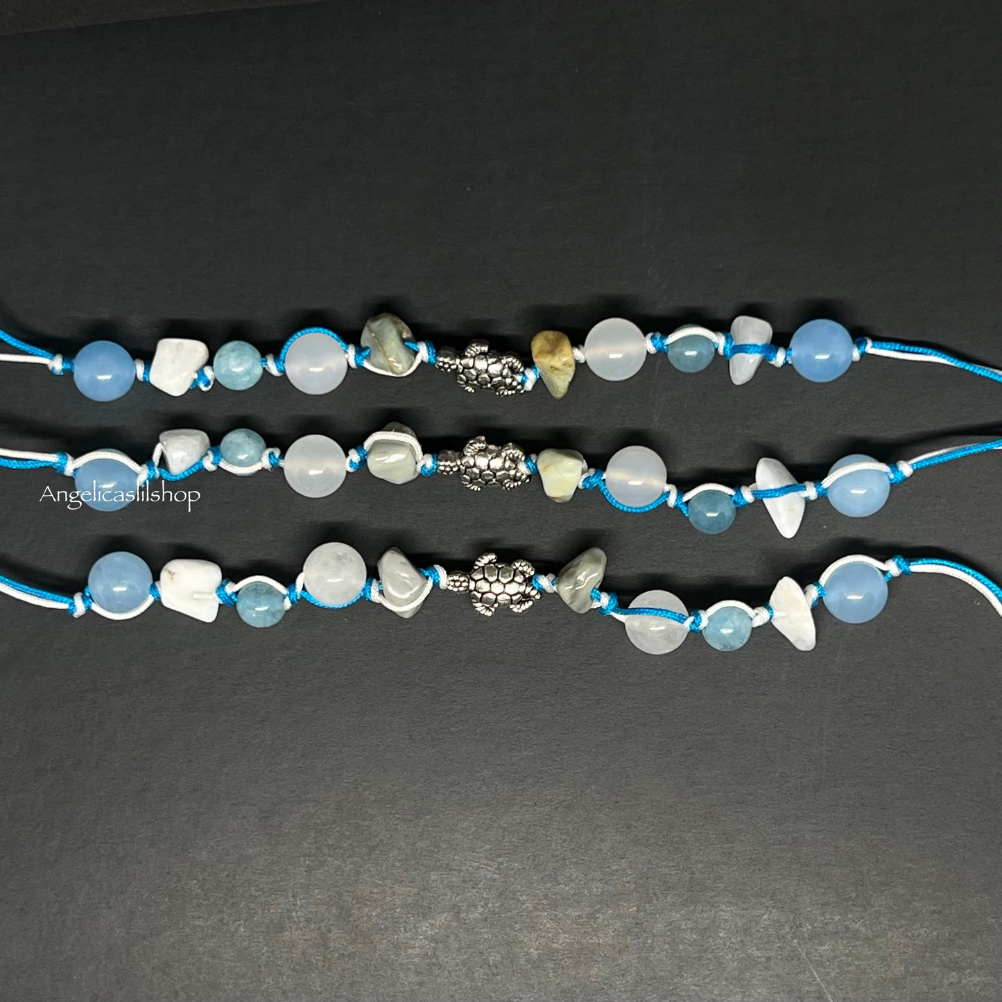 Adjustable Blue Turtle Bracelet