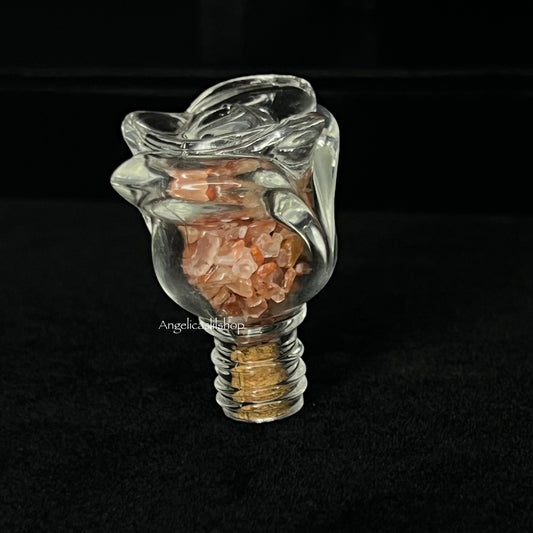 Red agate chips flower wish bottle