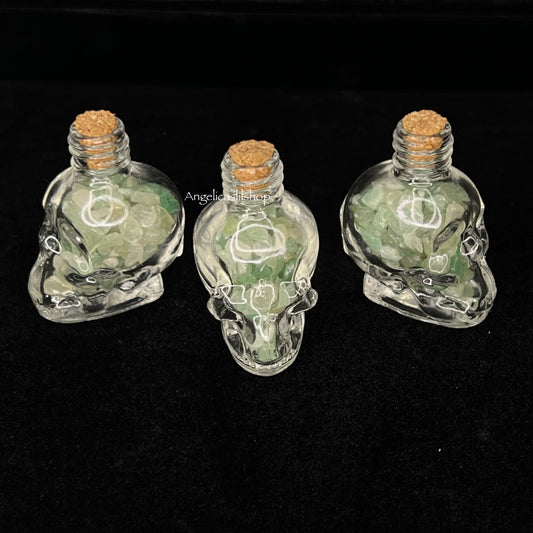 Green aventurine chip skull bottle