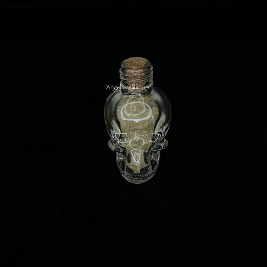 Citrine chips skull wish bottle