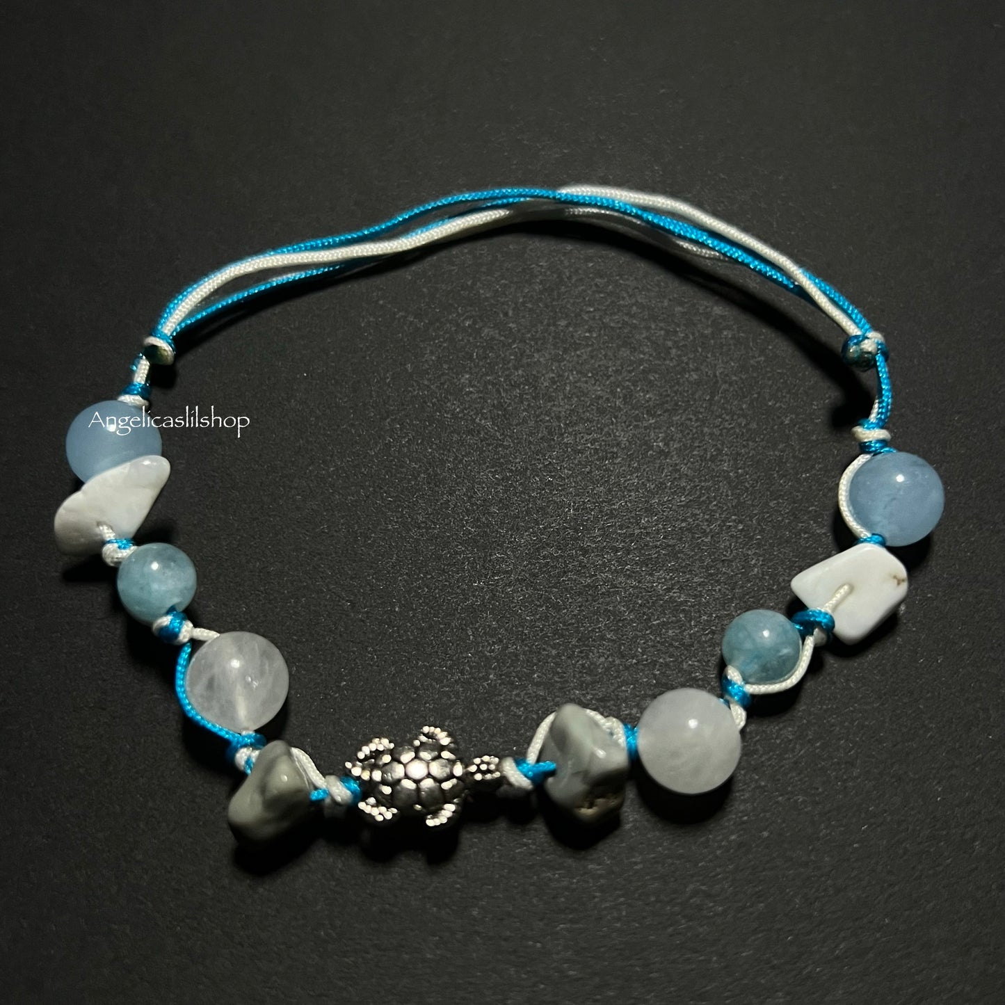 Adjustable Blue Turtle Bracelet