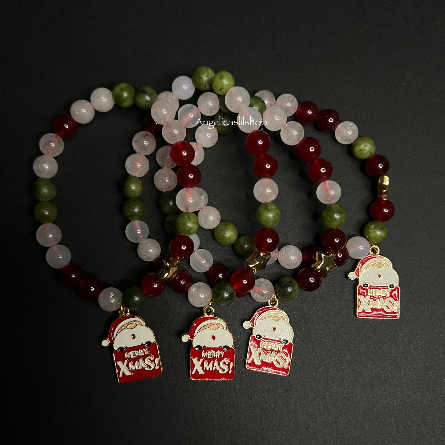 Handmade Santa Christmas Beaded Bracelet