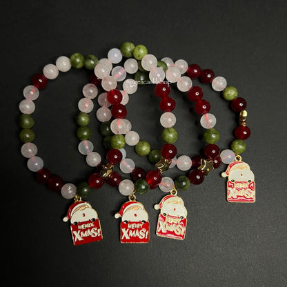 Handmade Santa Christmas Beaded Bracelet