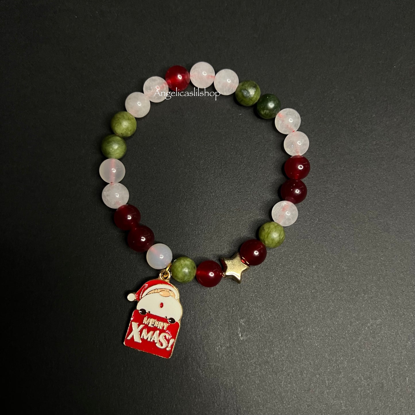 Handmade Santa Christmas Beaded Bracelet