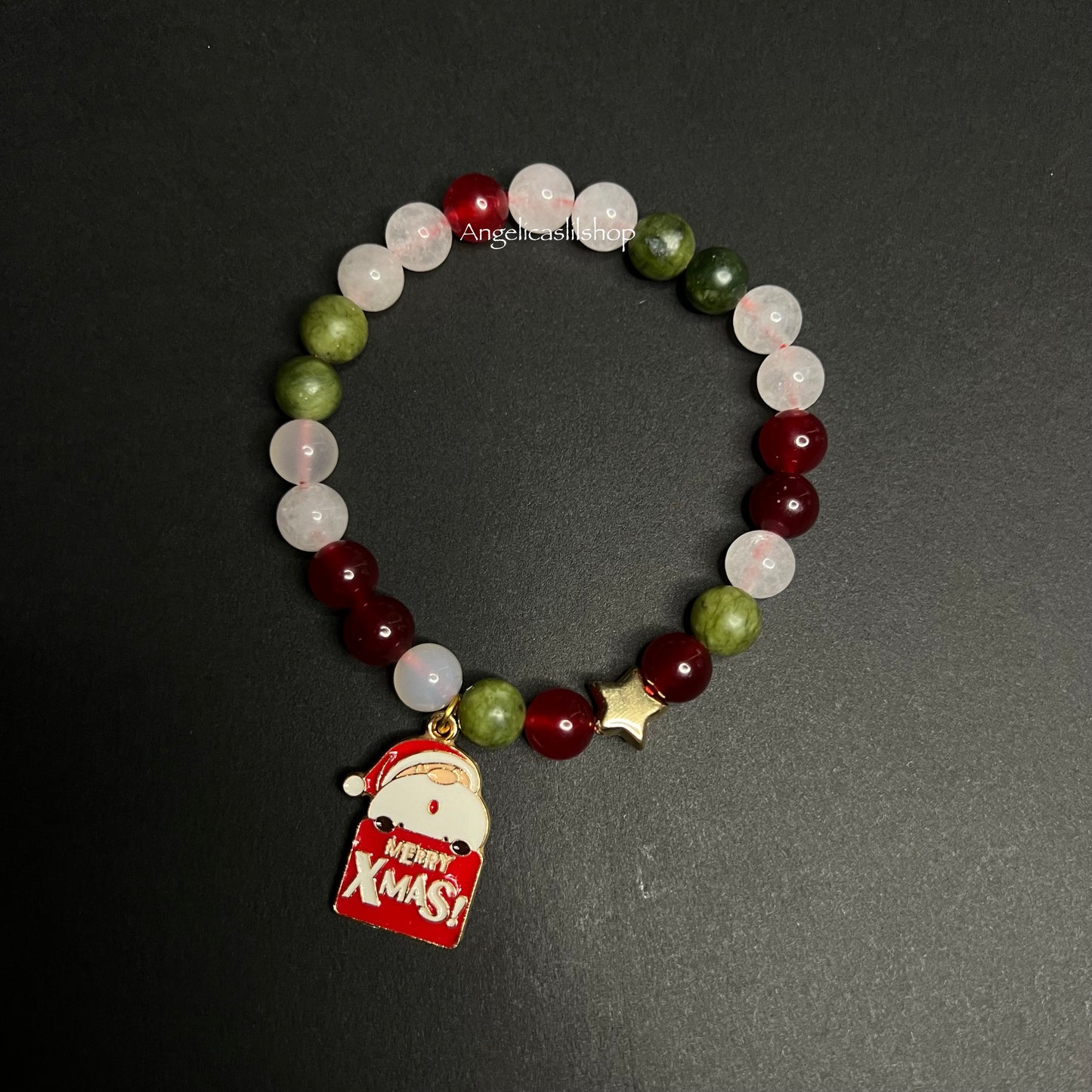 Handmade Santa Christmas Beaded Bracelet