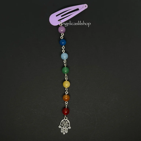 Pinza para el cabello con broche de presión de 7 chakras