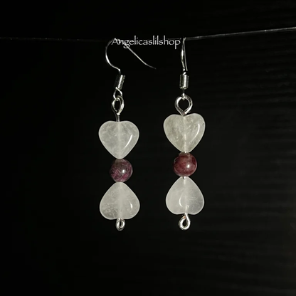 White Agate/Plum Tourmaline Earring