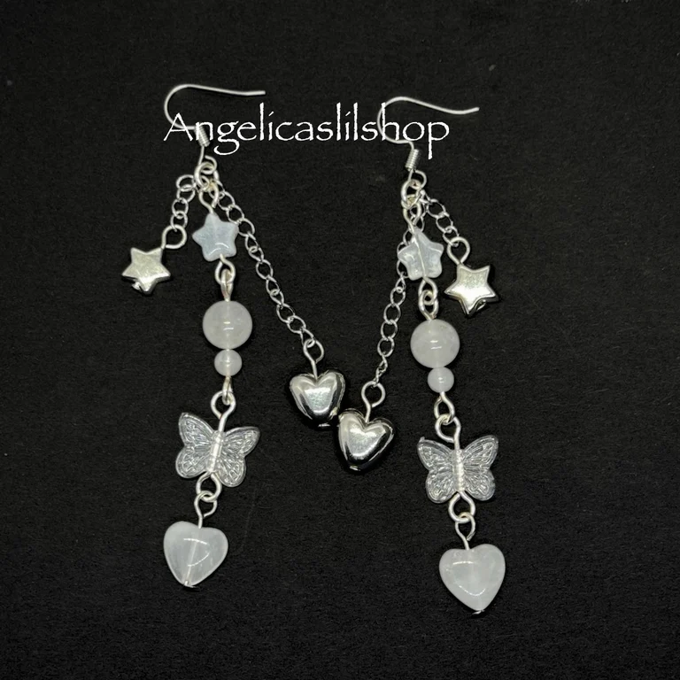 White agate butterfly earring