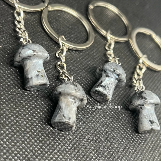 Larvikite Mushroom Keychain