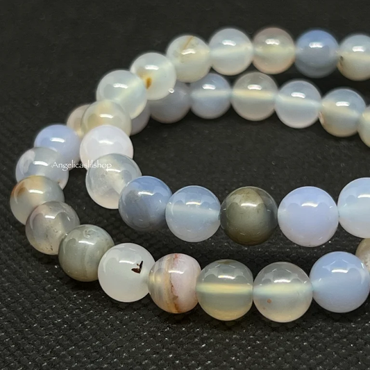 Blue Agate Bracelet (Natural color) (8MM)