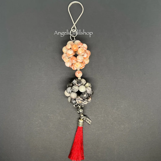 Red/Black Network Agate Keychain