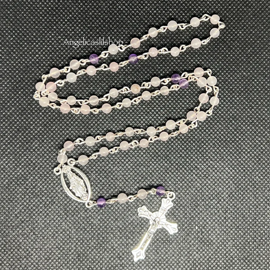 Rose Quartz and Amethyst Rosary