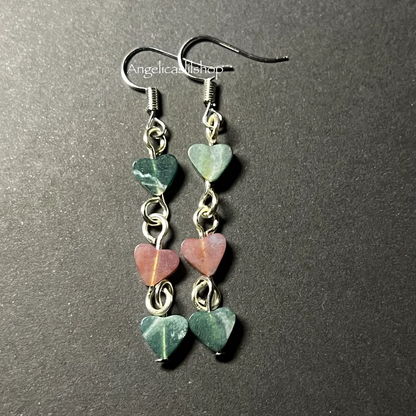 Indian Moss Agate Heart Earring