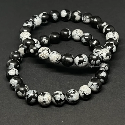 Pulsera de obsidiana de copo de nieve (8 mm)