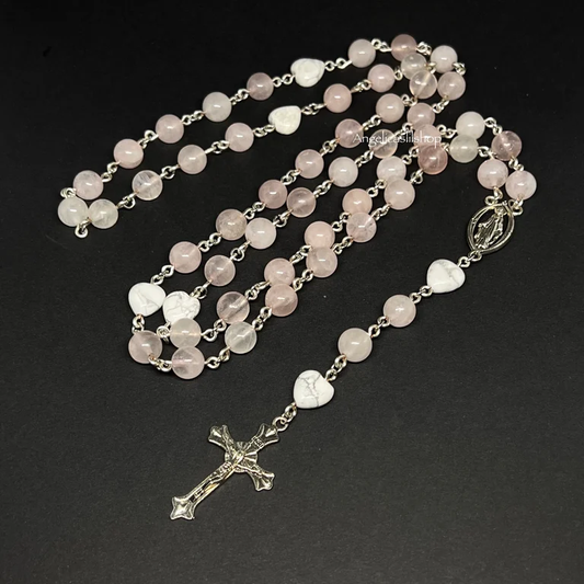 Rose Quartz and Howlite Rosary