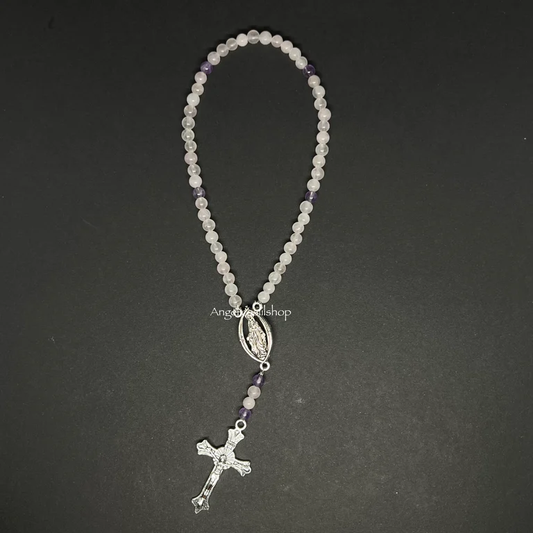 Mini Rose Quartz and amethyst Rosary