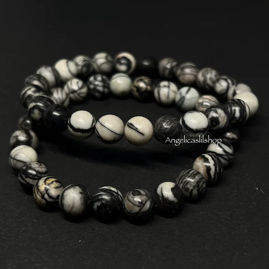 Black Spiderweb Agate Bracelet (8MM)