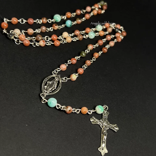 Plum Blossom Jasper and phoenix Rosary