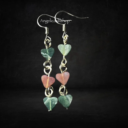 Indian Moss Agate Heart Earring