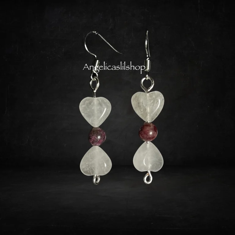 White Agate/Plum Tourmaline Earring