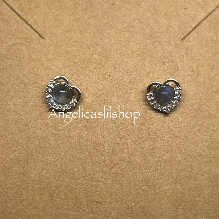 S925 Labradorite Heart Earrings