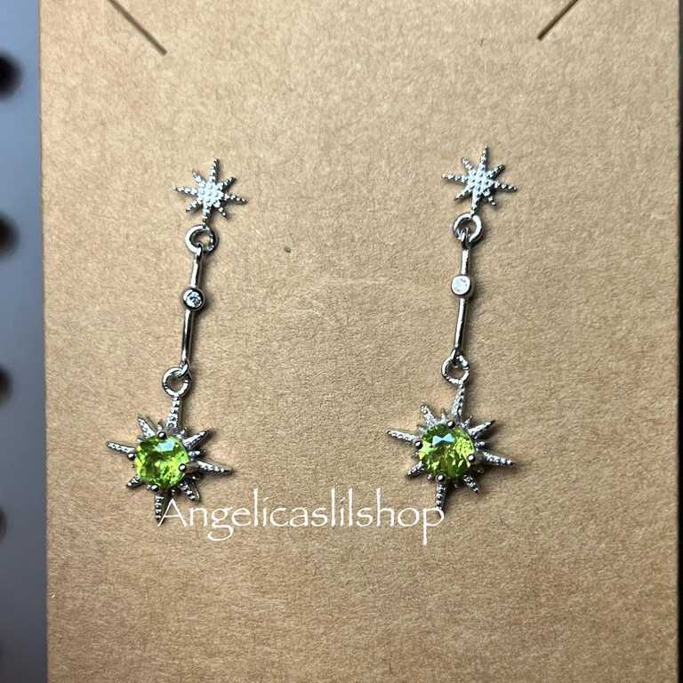 Pendiente de peridoto S925 con forma de estrella