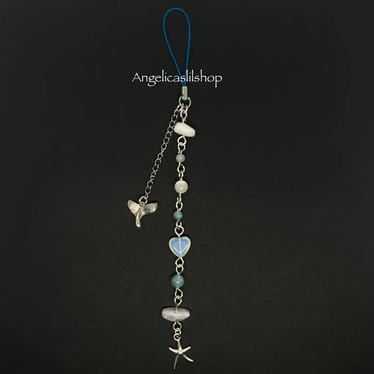 Caribbean Calcite/Blue Moonstone Starfish Phone Charm