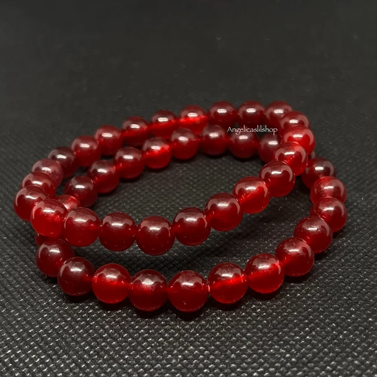 Pulsera de color rojo cereza oscuro