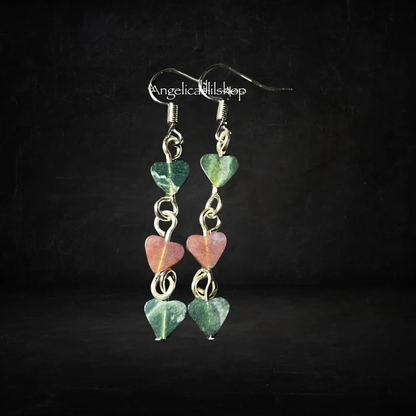 Indian Moss Agate Heart Earring