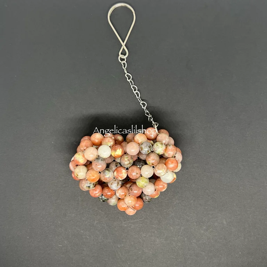 Plum Blossom Jasper Heart Keychain