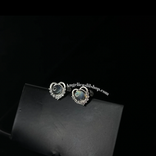 S925 Labradorite Heart Earrings