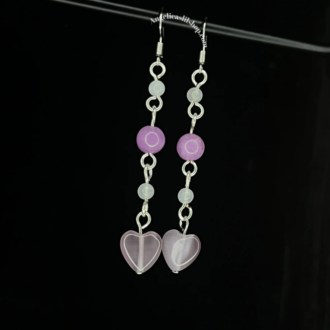 White Jade/Cat Eye Heart Earring