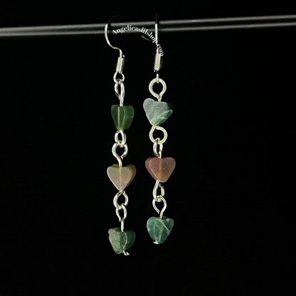 Indian Moss Agate Heart Earring