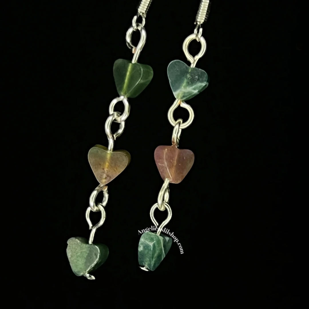 Indian Moss Agate Heart Earring