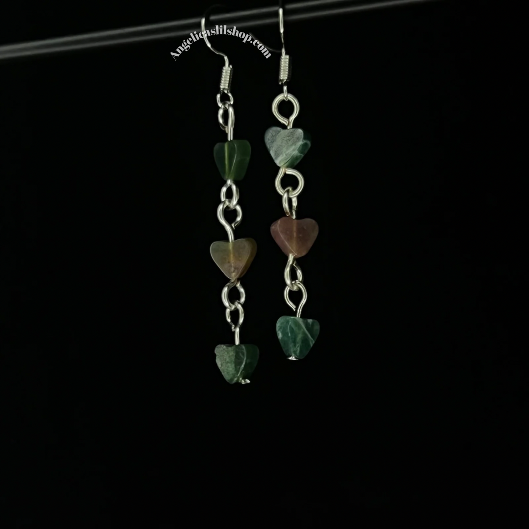 Indian Moss Agate Heart Earring