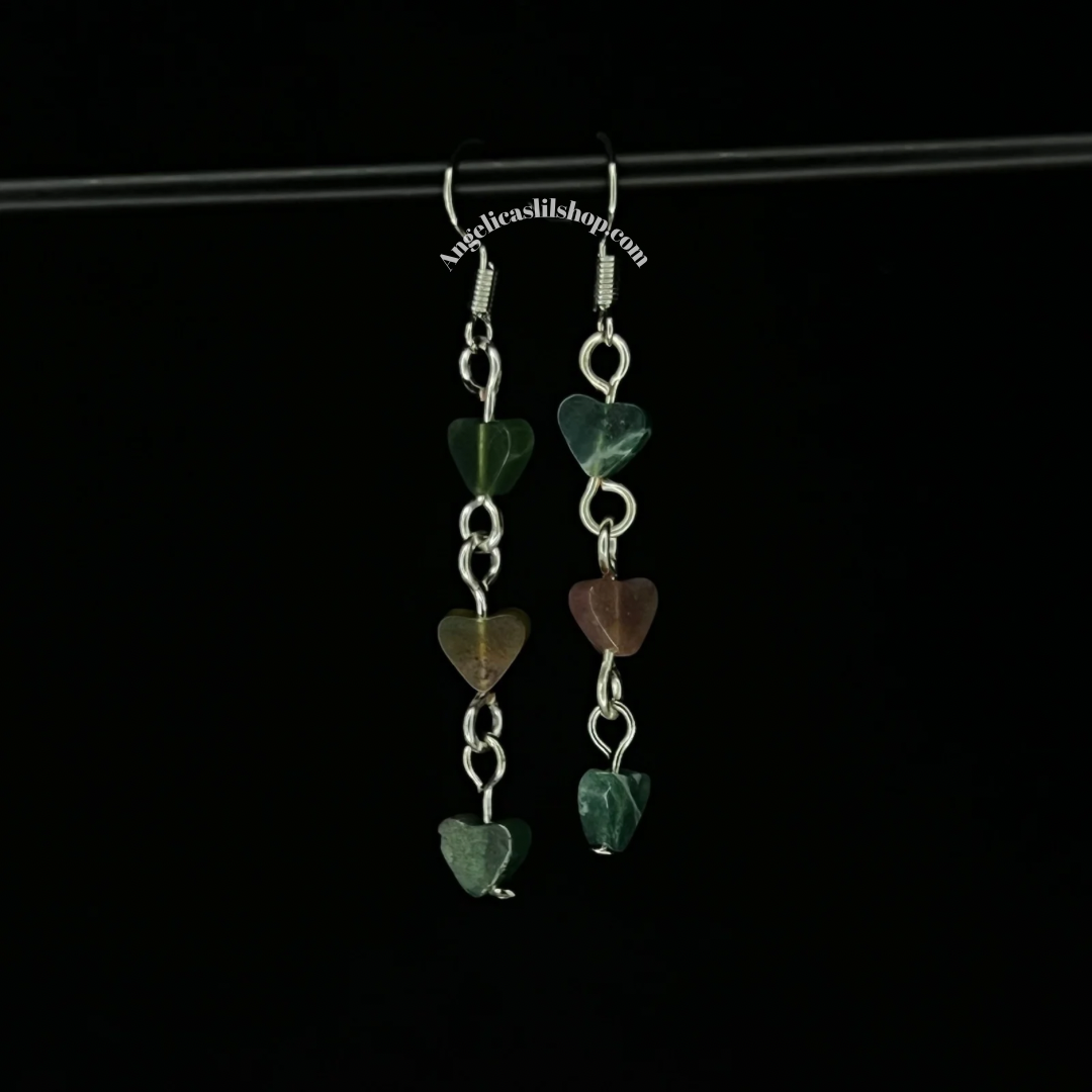 Indian Moss Agate Heart Earring